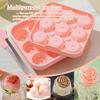 Ice Cube Mold with Lid, Silicone Rose Ice Cube Tray with Mini Tongs, Rose Ice Cube Trays for Freezer, Easy Release Ice Trays Maker, Make 9 Ice Ball