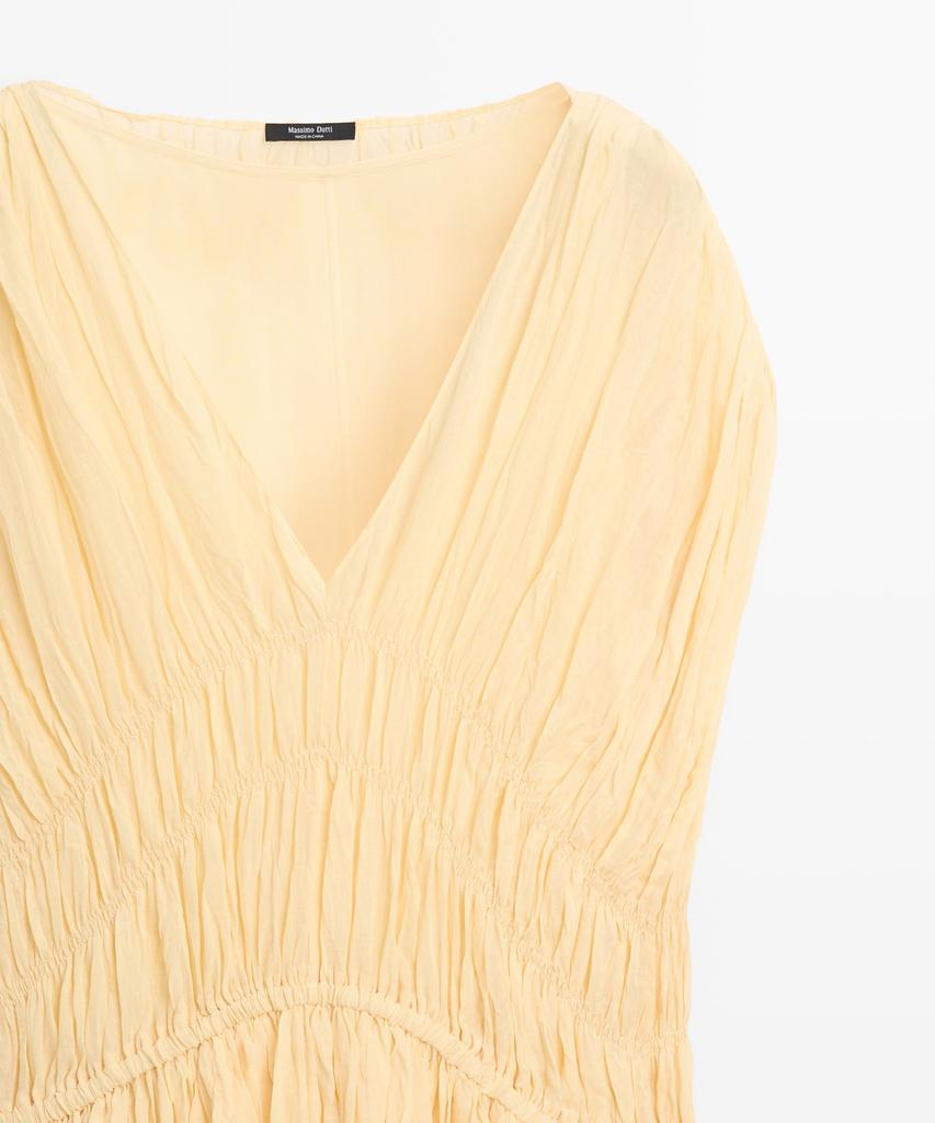 Masimodutti Shirring Detail Fluid Midi Dress