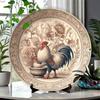 Metal Rooster Sign 8x8 Inch Vintage Wall Art, 2D Aluminum Farmhouse Decor, Retro Tin Plaque for Kitchen