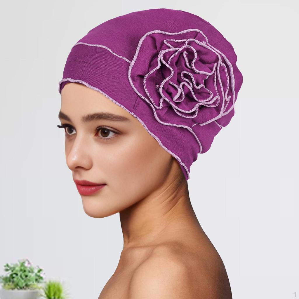Turban Breathable Elastic Flower Cap Baggy Hats for Patient Cancer