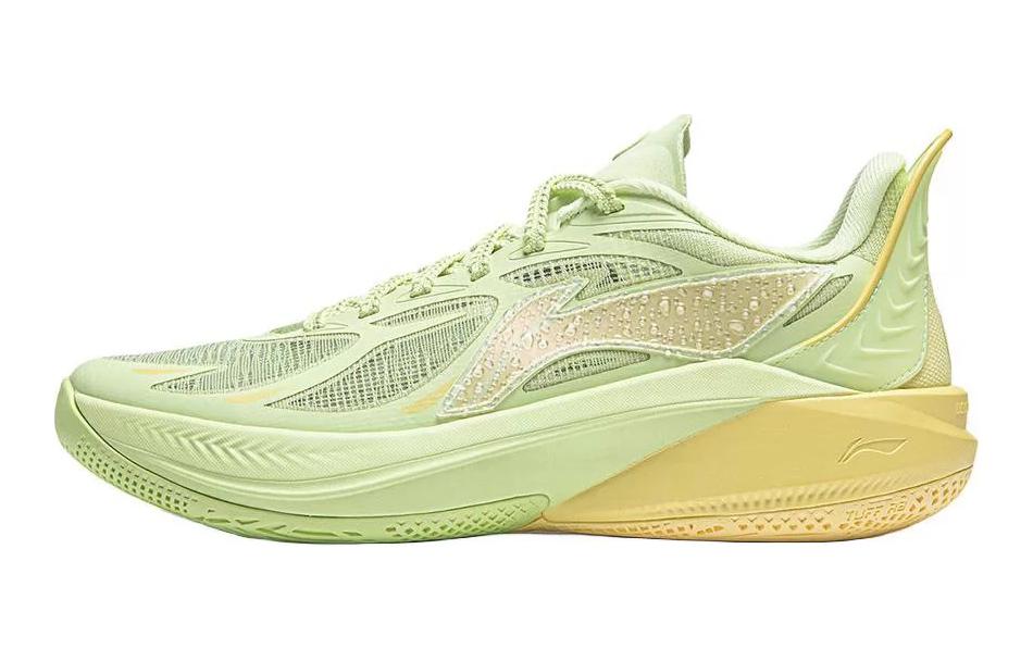 Li Ning YOUNG SONIC 12 Удобная амортизация, Износостойкие Низкие Детские Баскетбольные Кроссовки Цвет: Розовый с Зеленым  Бабочка  YKBU054-15 40