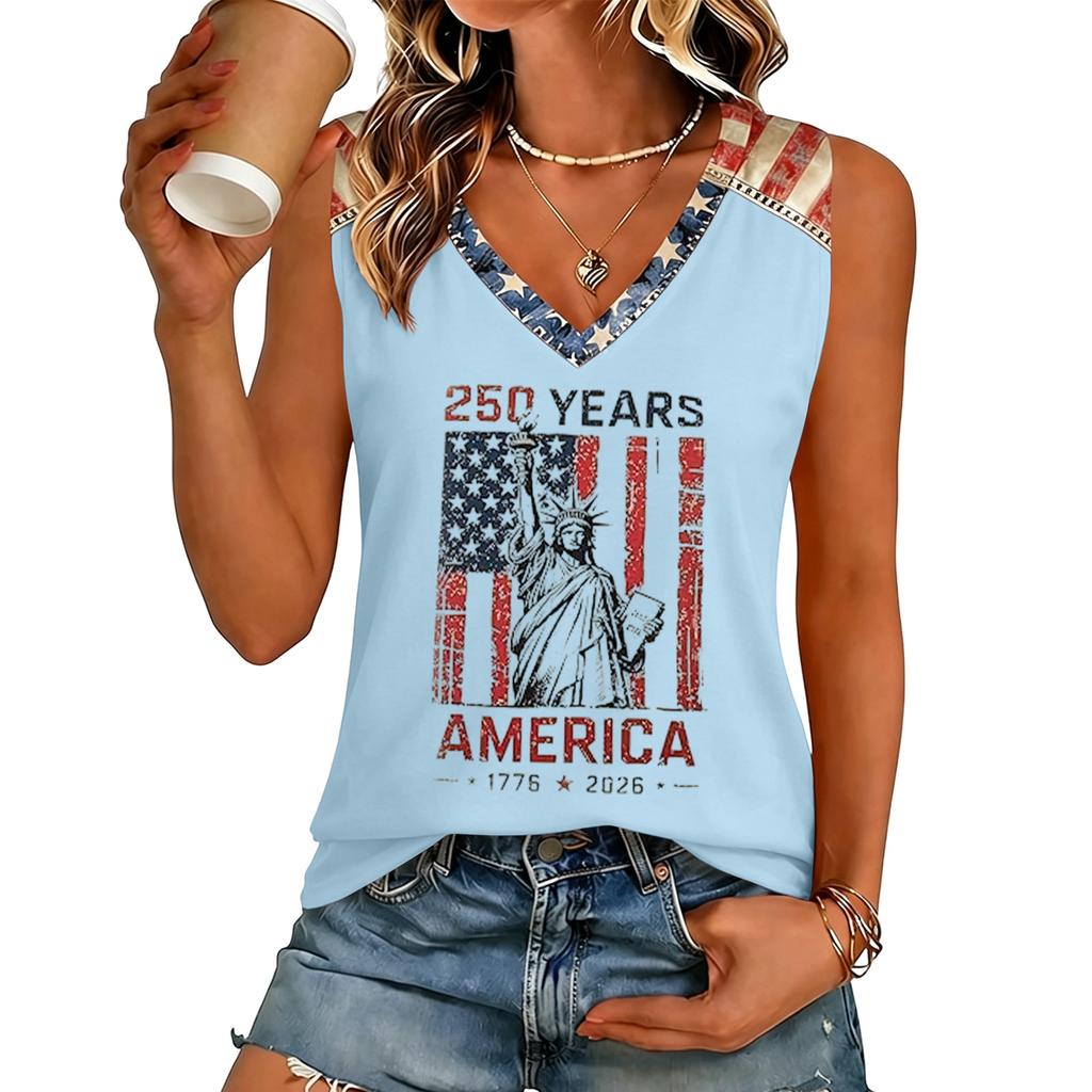 Women’s V Neck Casual Short Sleeve T Shirt Top with Letter Print Loose Fit Style Lightweight Comfortable