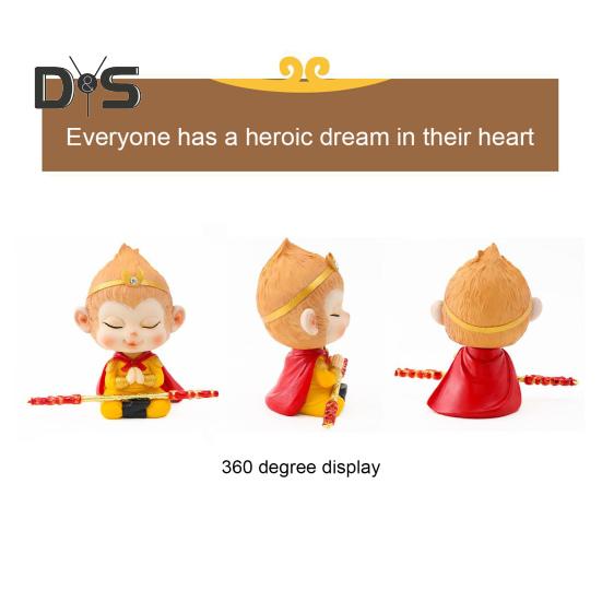 Cartoon Monkey King Figurine Sitting Sleeping Monkey Statue Great Sages Equalling Heaven Sculpture Home Office Car Dashboard Decoration Ornament