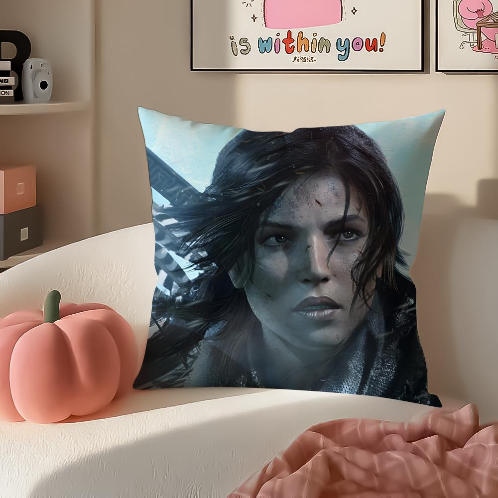 Action Game Franchise TTomb Raider Cushion Cover Pillowcase Short Plush Invisible zipper Room Sofa Cushion Cover