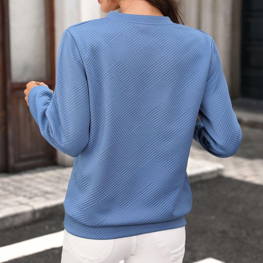 Sudadera Casual Pullover para Mujer con Media Cremallera, Ajuste Holgado, Manga Larga, Tejido Ligero y Suave, Suéter de Cuello Redondo para Uso Diario