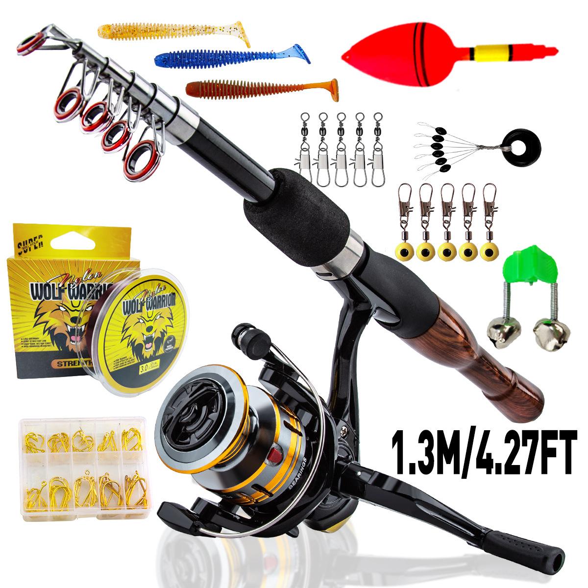 Ультракороткая телескопическая приманка, удочка 1,3-1,8 м, портативная морская удочка, набор рыболовных снастей 5,2:Катушка с 1 передаточным числом, сумка для рыболовных снастей, набор рыболовных снастей Without bag 1.3m