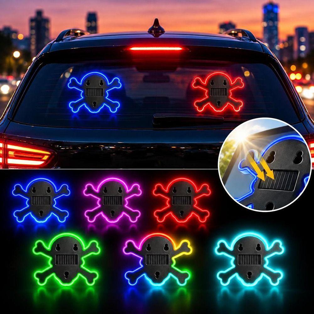 Multicolor Skull Lamp Solar Powered Solar Lamp New Skull Light Car Window Decor
