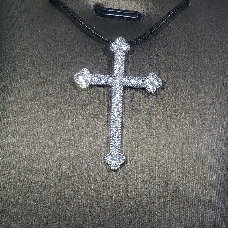 Fashion Rhinestone Crystal Cross Necklaces Pendant For Women 925 Silver Classic Vintage Cross Choker Jewelry Party Gift