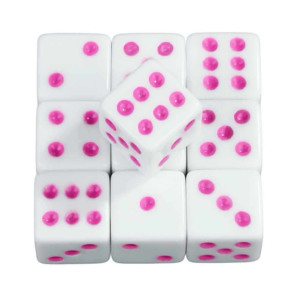 Weiße Würfel 10 Stück 6-seitige Spielwürfel Eckig 16MM Mathematik Unterhaltung Acryl Glücksspielwerkzeug Würfel