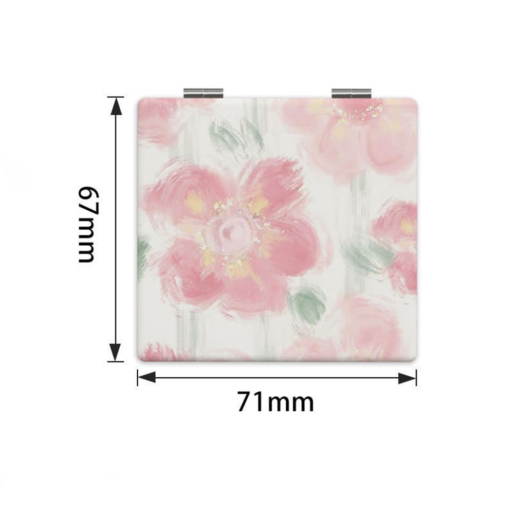 Ins Mini Flower Makeup Mirror Travel Hand Folding Double-sided Mirror Square Handheld Vanity Cosmetics Mirrors Women Girls Gifts