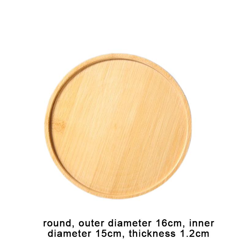 Einfacher Stil Hausdekoration Sukkulenten Bonsai Halter Runde Quadratische Blumentopf Basis Bambus Holz Tablett