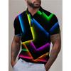 Summer New Casual Men's 3D High-quality Short Sleeved Button Polo Shirt