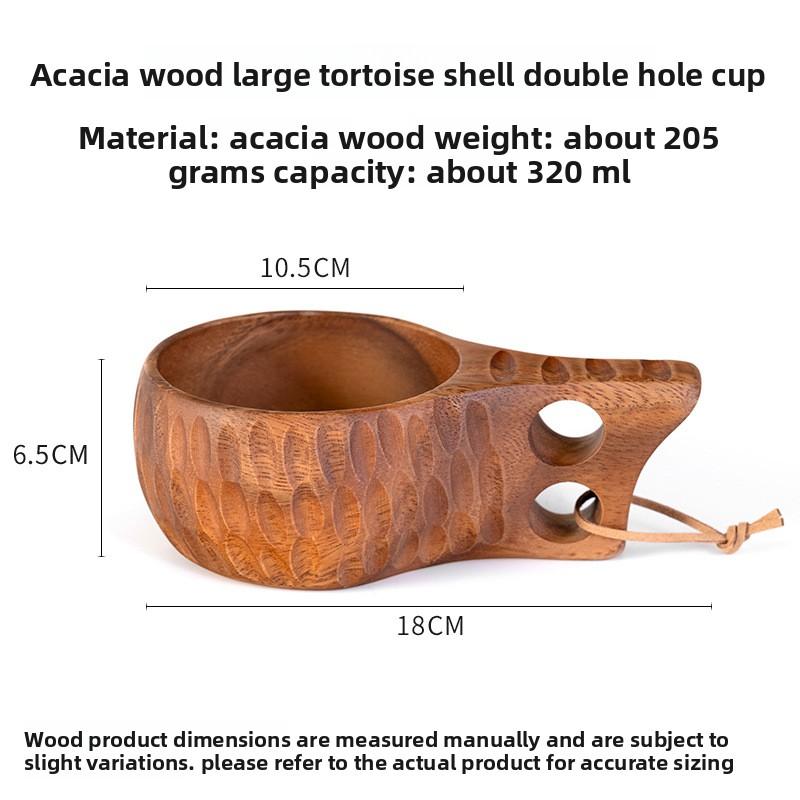 DIY Walnut Wooden Milk Cup Acacia Wood Salad Cup Solid Wood, Creative Mug with Handle Coffee Mug