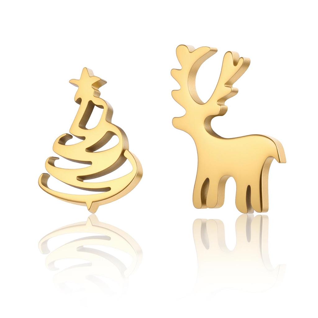 Unisex Titanium Steel Heart Stud Earrings - Simple, Elegant, Christmas Theme