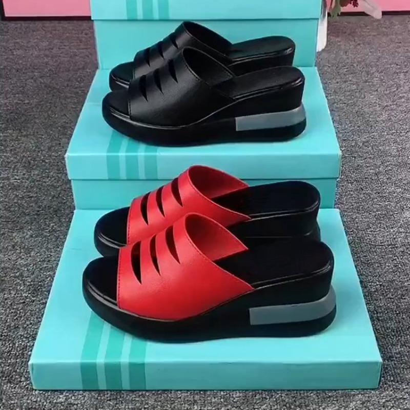 Thick-soled Women's Shoes, Fashionable New Style, Wedge Heel, Cake, Large Size, Fish-mouth Flip-flops