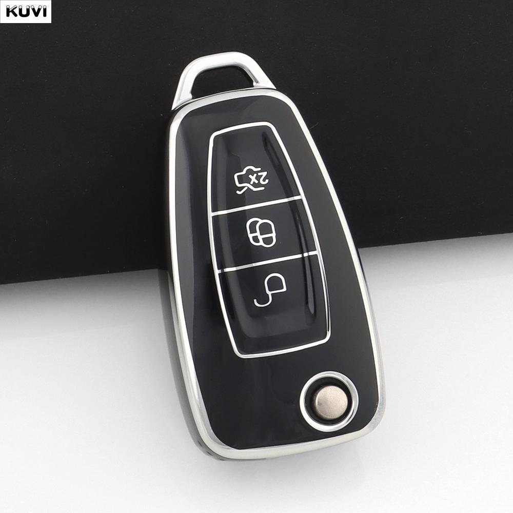 

For Ford Ranger C-Max S-Max Focus Galaxy Mondeo Transit Tourneo Custom Tpu Car Flip Key Case Cover Auto Fob Keyhchain Holder