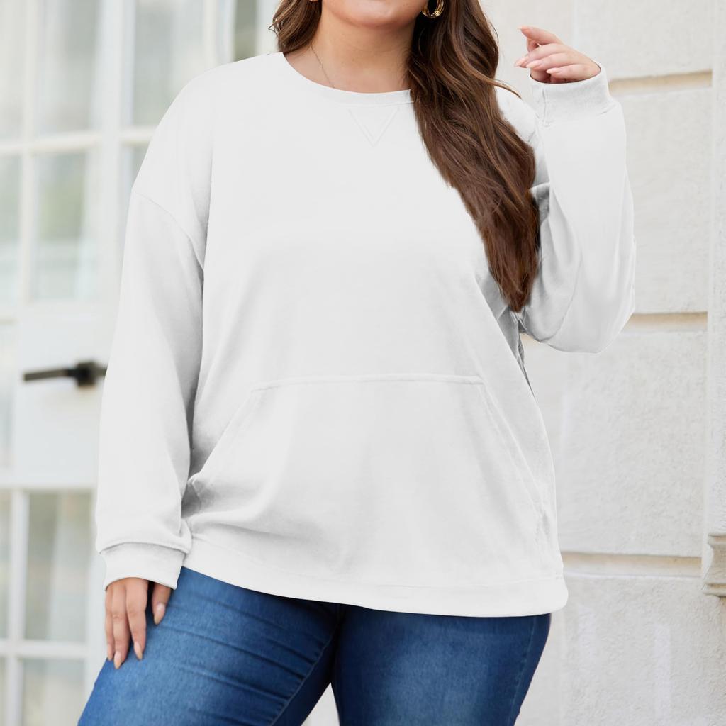 Plus Size Sweatshirt For  Women Oversized Crewneck Long Sleeve Pullover Tops