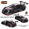 Bburago 1:24 black Porsche 911 GT3 R racing edition die casting alloy car model Art Deco Toy tool gift factory authorization