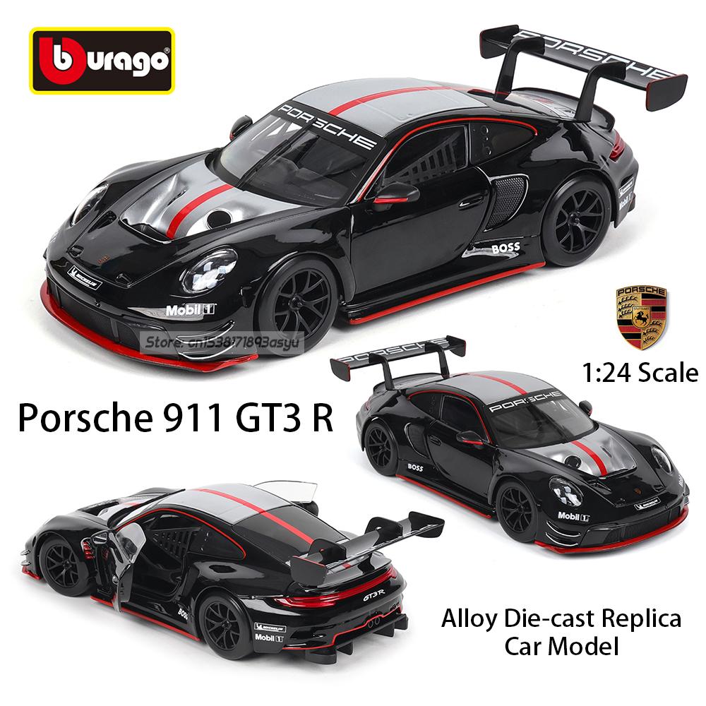 Bburago 1:24 black Porsche 911 GT3 R racing edition die casting alloy car model Art Deco Toy tool gift factory authorization
