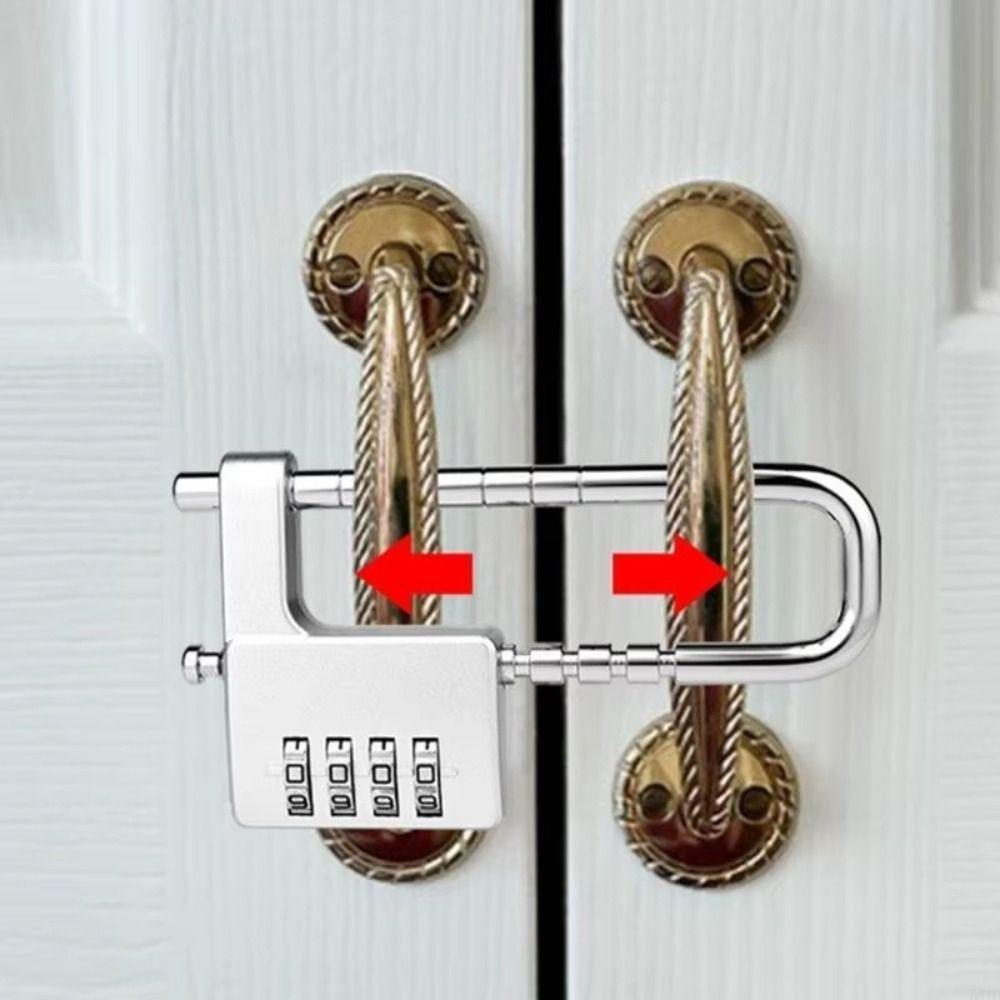 Security Lengthened U-shaped Lock 4Digit Password Lock Head Combination Padlock Wardrobe