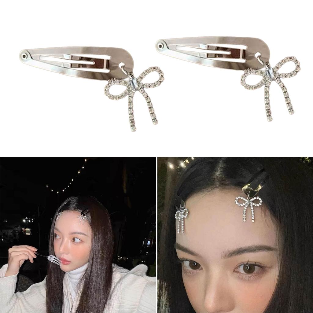 Shimmering Silver Hairpin Accessory Elegant Silver Hair Clip with Zircon Bowknot Dazzling Hairpin Barrette Ornament