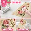 Vintage Rose Placemats Set of 6,12x18 Inch Spring Floral Linen Place Mat Washable Stain Resistant Table Mats