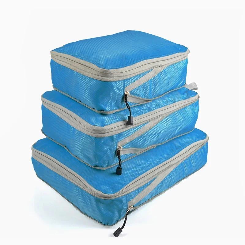 Luggage Organizer Set Travel Compression Packing Cubes Suitcase Zipper Foldable Storage Bag for Clothes Shoes Accessories
