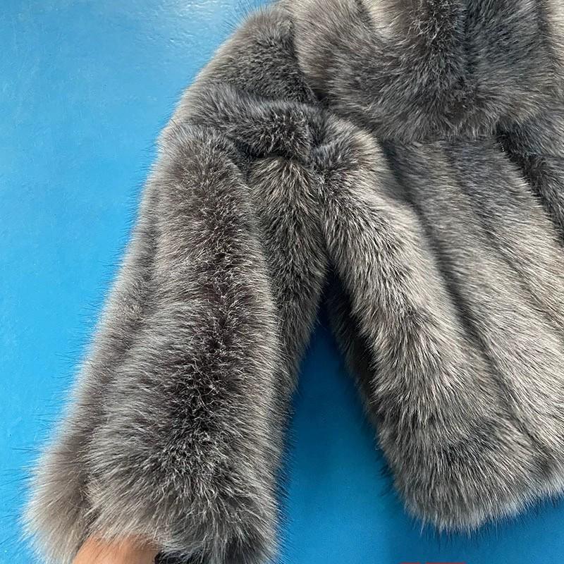 Cappotto da donna con cappuccio in finta pelliccia stile coreano - Caldo invernale pelliccia di volpe