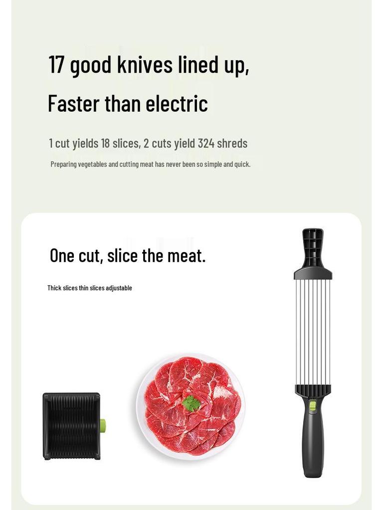 Multifunctional Stainless Steel Vegetable & Meat Slicer: Quickly Cuts Meat, Cubes, and Shreds.