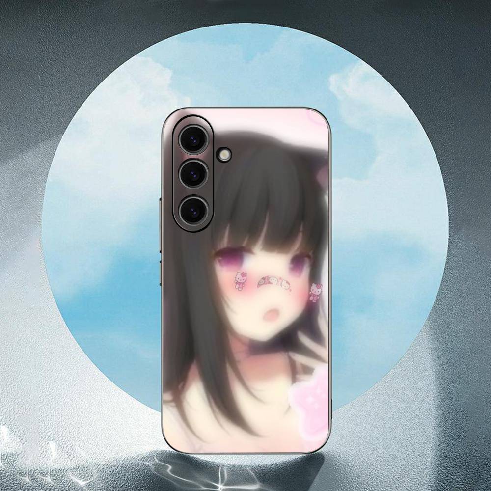 Cartoon Girl Luxury Black Phone Case For Samsung Galaxy S23 S24 S25 Ultra S22 Plus S21