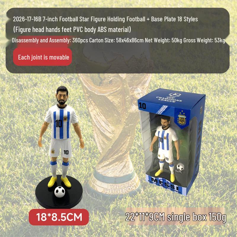 2026 World Cup Soccer Stars Figurines: CR7, Messi, Neymar, Mbappé Dolls