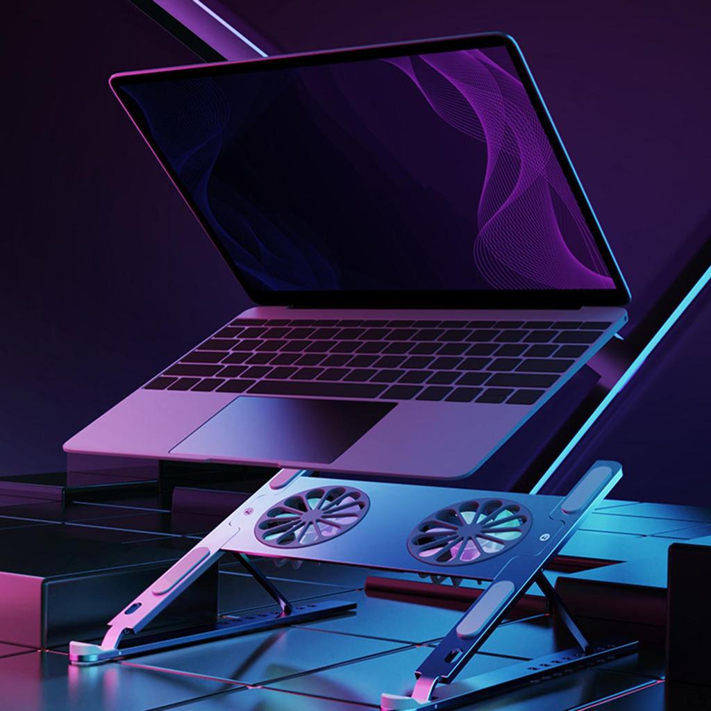 Adjustable Laptop Holder with Detachable Cooling Fan - Portable Stand for
