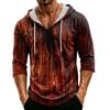 Men's Loose Fit Casual Hoodie 3/4 Sleeve Pullover Halloween Graphic Print Lightweight Hooded Shirt for Everyday Wear