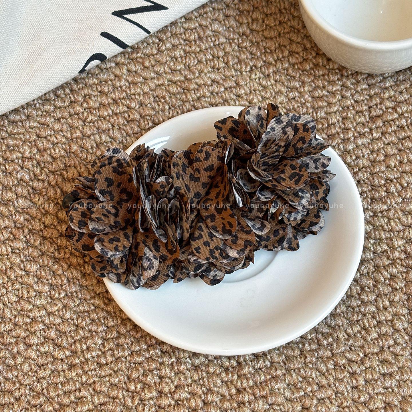 Ретро заколка-банан с леопардовым принтом для женщин - Большая заколка-краб для высоких хвостов и причесок «половина вверх», добавляет объем