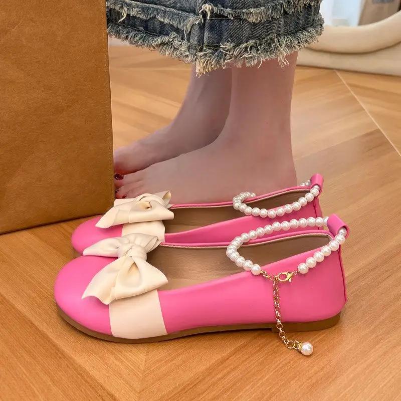 Fashion Cute Gold Japanese Style Lolita Shallow Women's Flat Shoes Elegant and Fashionable Chic Point 2025 Trend Slip On Ladies Footwear