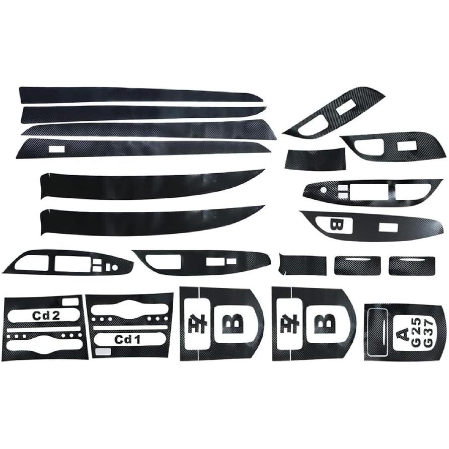 FZJDSD 3D Carbon Fiber Pattern Interior DIY Trim Decals Compatible with Infiniti G25 G37 2007 2008 2009 2010 2011 2012 2013 Available On 4 Doors