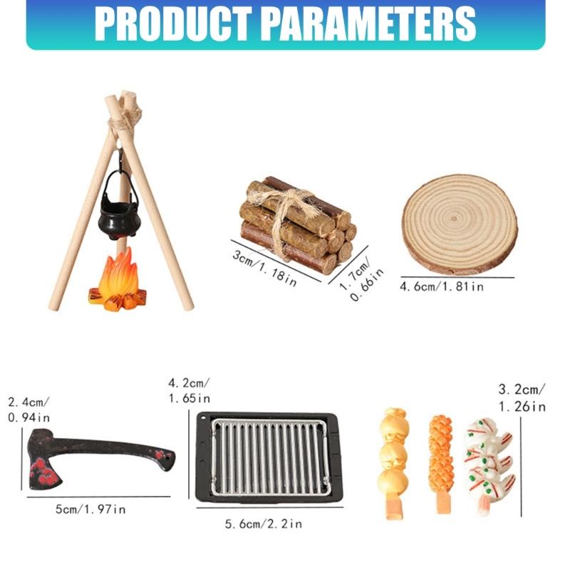 1/12 Miniature Camping Scene Set With Baking Pan For Doll House Outdoor Picnic Scene Accessories And Kids Roleplay Craft