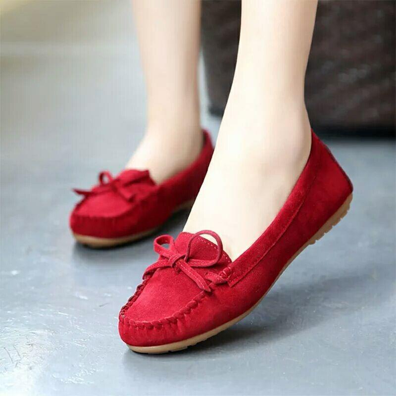 20 spring and summer new casual flat beanie shoes women's suede bow non-slip large size single shoes
