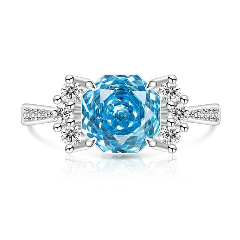 Light Sweet 925 Silver Rose Cut High Carbon Diamond Candy Design Sense Women's Ring Jewelry