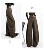 Women's Coffee Wide-Leg Jeans: Curved Cut, 2025 Fall/Winter, Loose, Slimming, Versatile, Floor-Length.