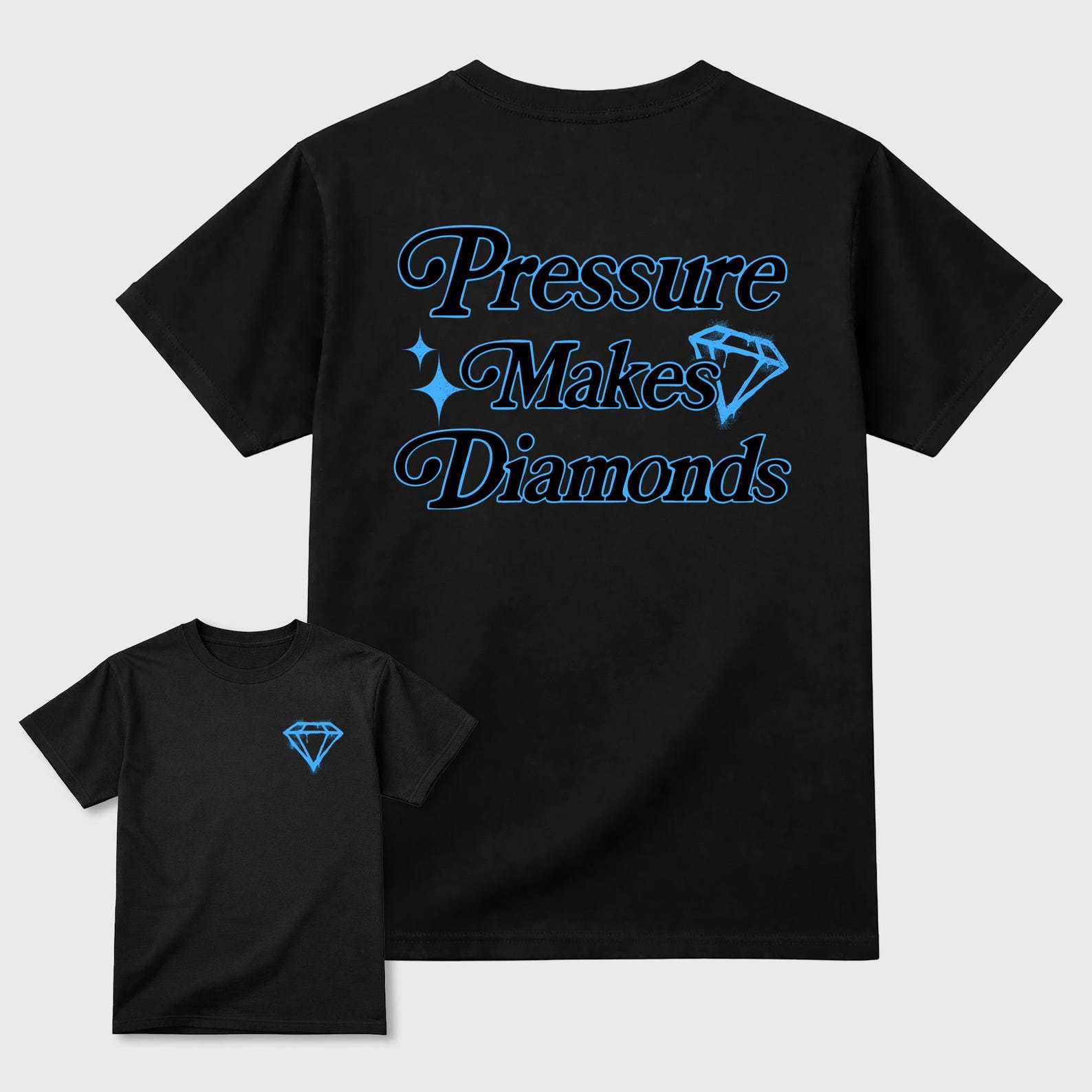 Pressure Makes Diamonds graphic tee. Streetwear Brand Graphic T-Shirt. 14s University Blue XL