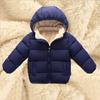 Children Winter Thick Warm Plush Jacket Kids Solid Simple Hooded Snowsuit