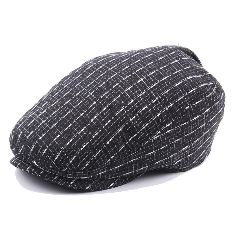 

Сезонная полосатая клетчатая тонкая шляпа Forward, британская модная мужская шляпа от солнца, трендовая женская кепка Adjustable чёрный