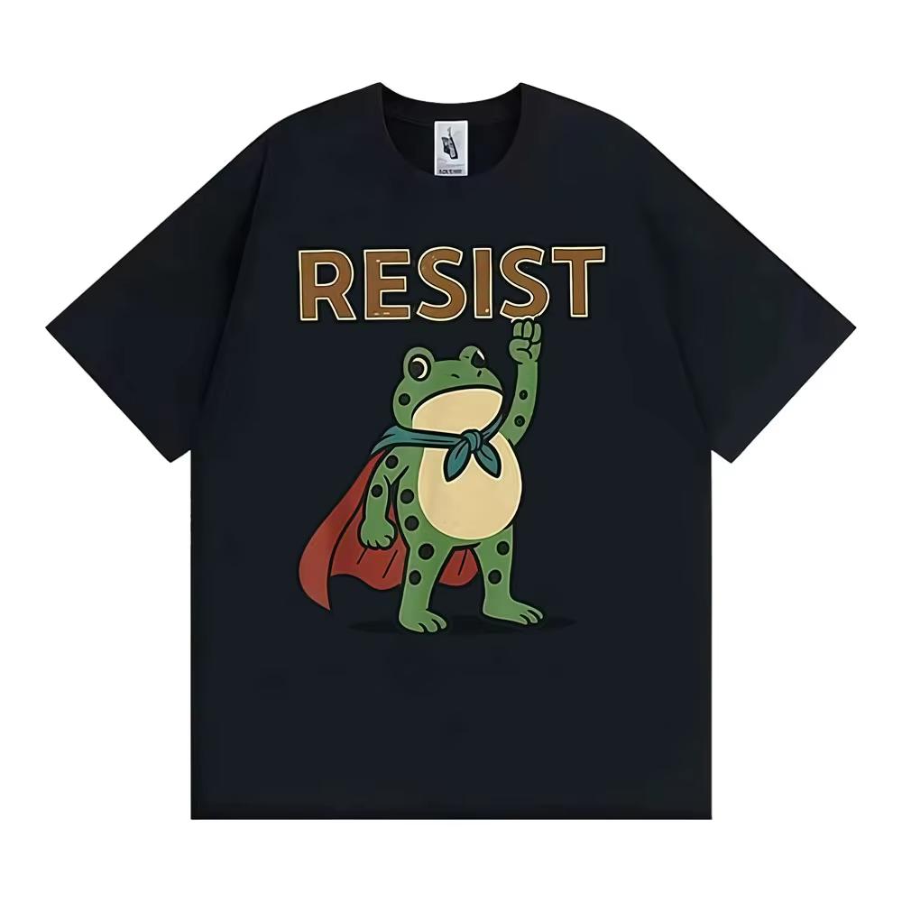 Funny Resist Portland Frog Protest Against Classic T Shirt Unisex Fashion Humor Loose Oversized Tshirt Men Summer Tops Tshirts