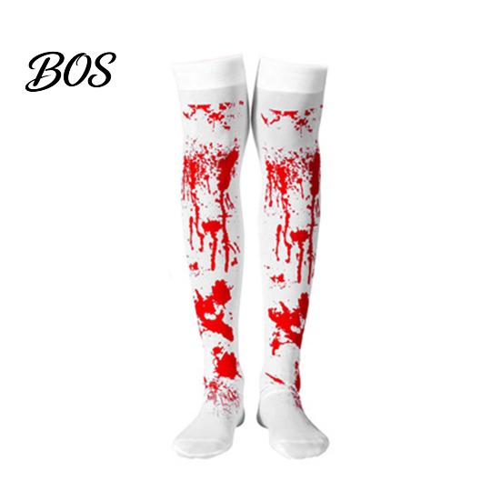 Comfortable Zombie Cosplay Costume Halloween Blood Print for Women, Scary Apron, Hooded Elastic Polyester Horror Themed Apparel Cloak, Stockings