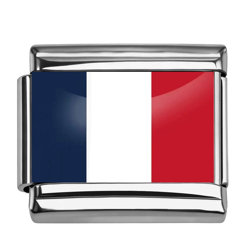 Country National Flag Italian Charm Links Stainless Steel Bracelet Charms