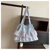 Simple design casual tote bag women's summer new large-capacity lace canvas bag commuter bag