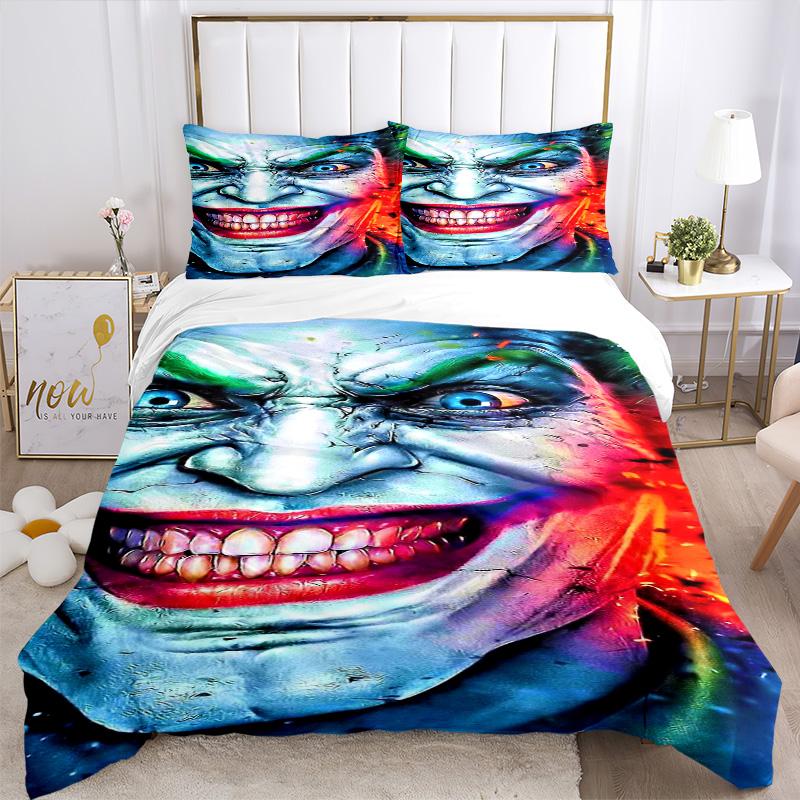 Joker'S Fiery Smile Print 3Pcs Bedding Setduvet Cover With 2 Bedropillowcase Home Birthday Gift