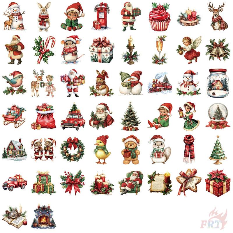 50Pcs/Set Retro ChristmasPET Stickers Waterproof DIY Fashion Doodle Decals Stickers