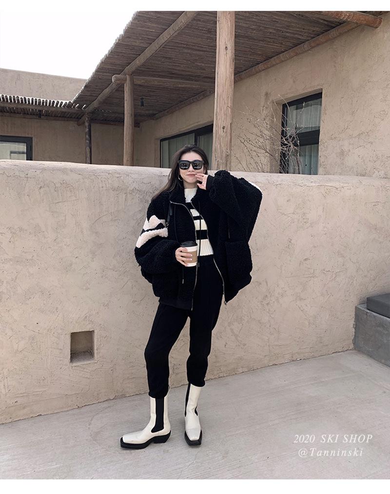 Plus Size Women's Lambswool Plush Zipper Hoodie Jacket - Thick, Warm, Stand Collar for Autumn/Winter